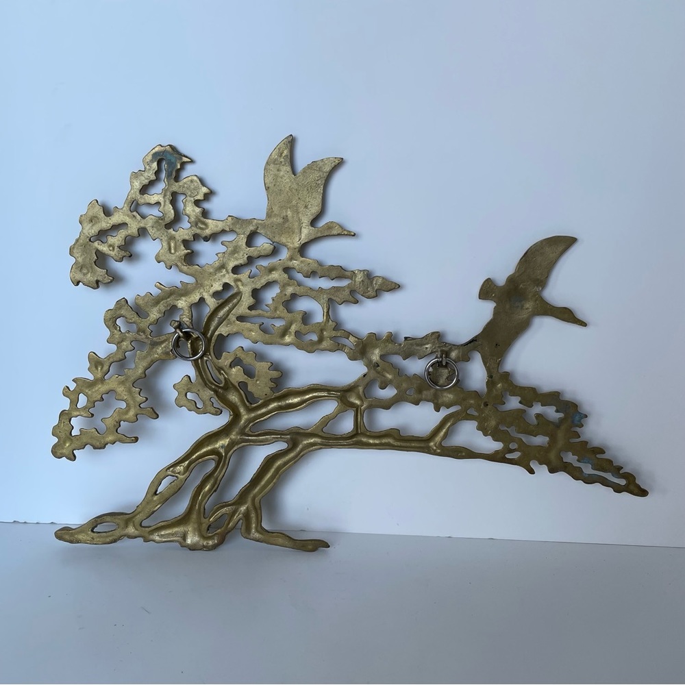 Vintage Brass Tree and Birds Wall Decor - Picture 3 of 3